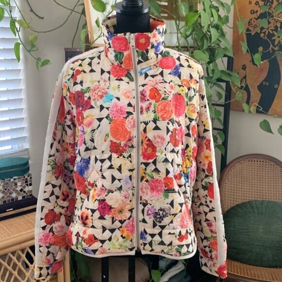 Free People Movement Pippa Floral Geometric Printed Quilted Puffer Jacket - Picture 1 of 5